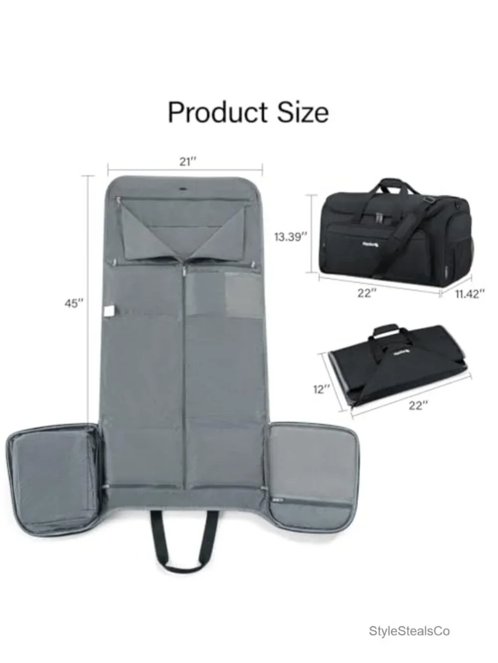 2-in-1 Convertible Duffel Garment Bag with Shoe Compartment, Carry On Travel